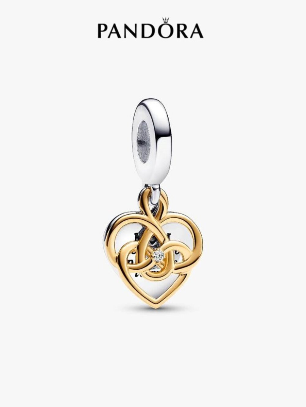 Pandora Lab-grown Diamond Engravable Mom Double Dangle Charm